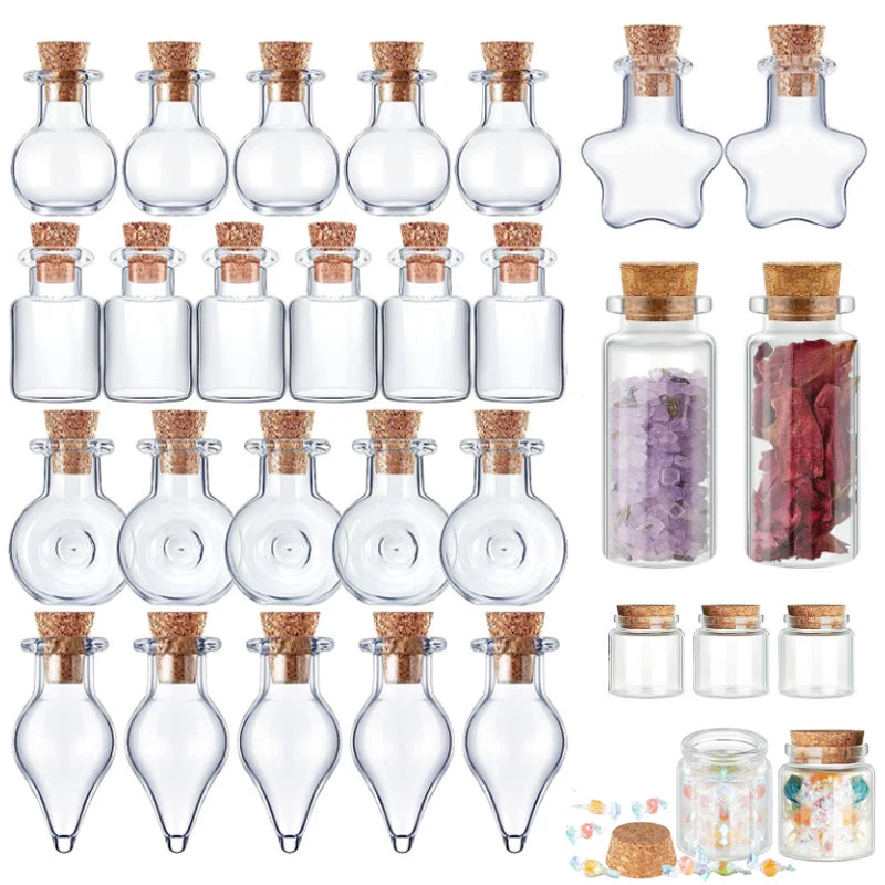 Mini Cork Stopper Glass Bottles for DIY Crafts & Decor