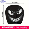 Black soft polyester evil grin car headrest covers set of two
