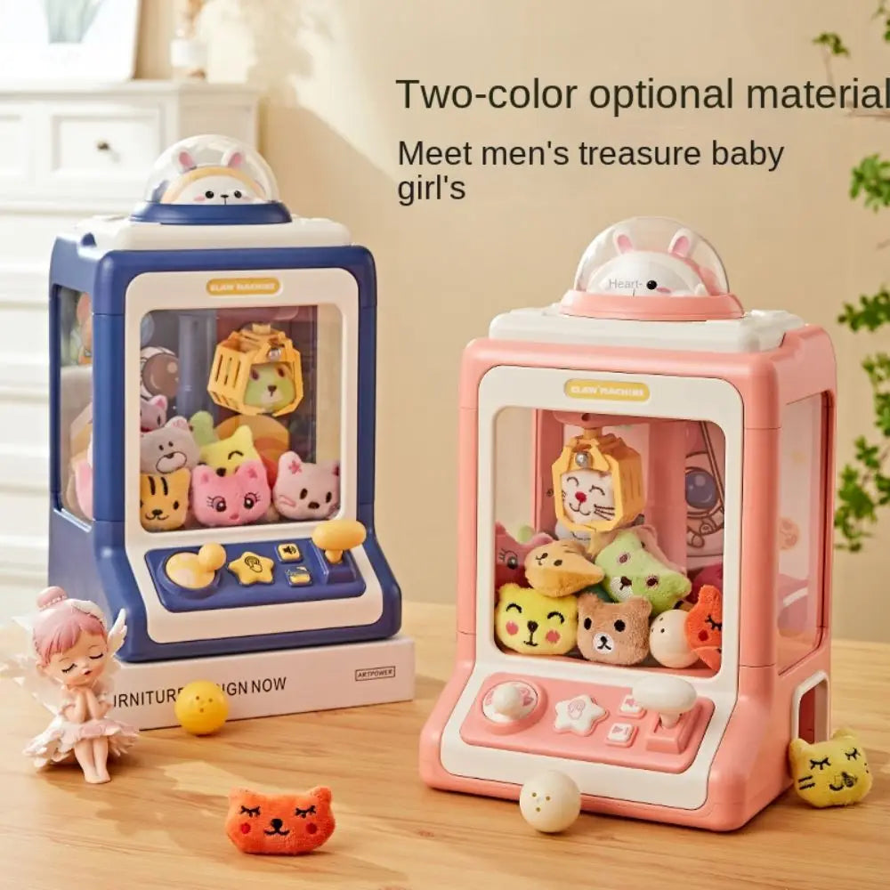 Two-color optional material mini claw crane machine for kids with lights and music