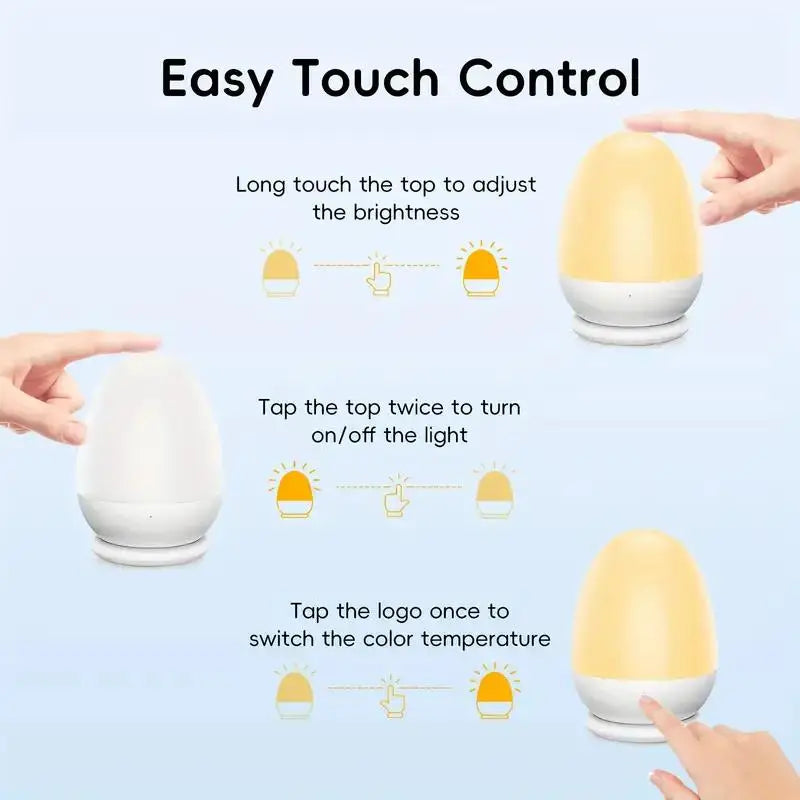 Rechargeable Egg Night Light with 7 Colors & Dimming