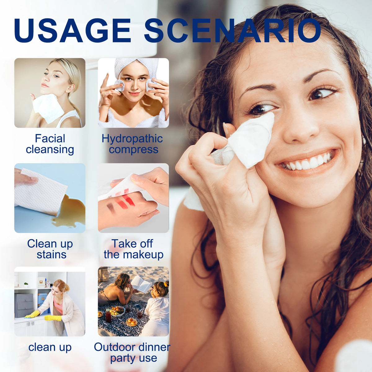 Large Disposable Face Towels – 40 Count, Soft & Thick for Gentle Cleansing