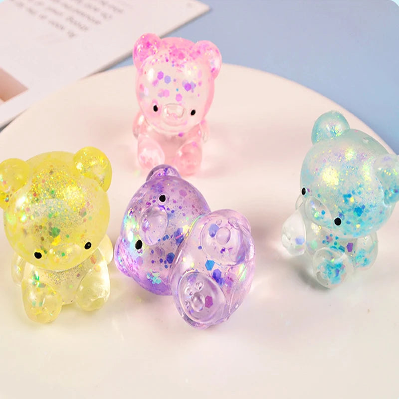 Glitter Gummy Bear Stress Relief Squeeze Toy