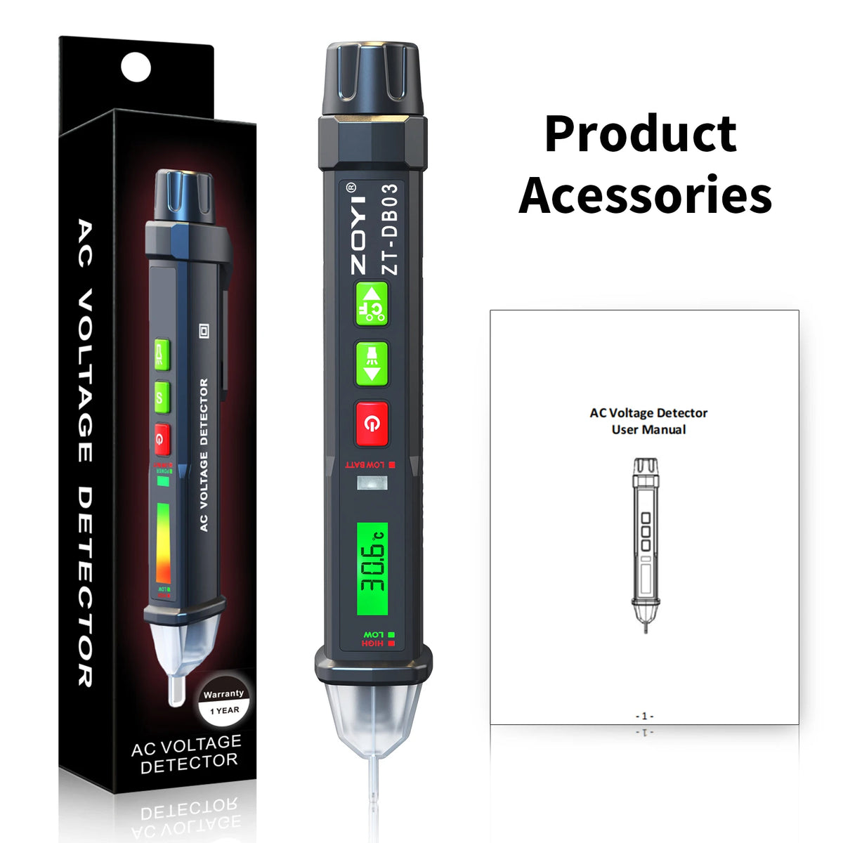Non-Contact Voltage Tester with Voice Alert (12-1000V)