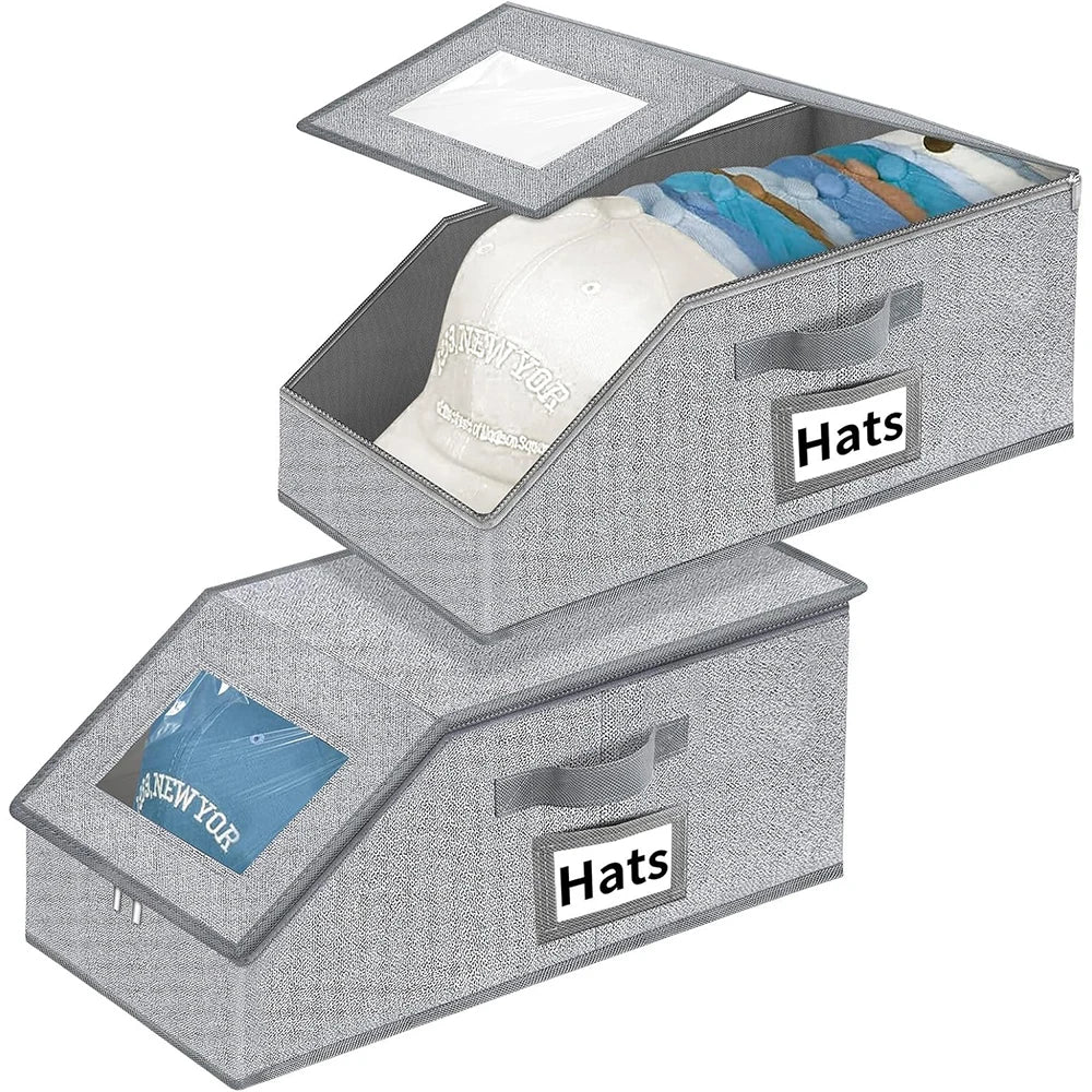 Stapelfähiger Stoff-Hut Organizer mit Sichtfenster
