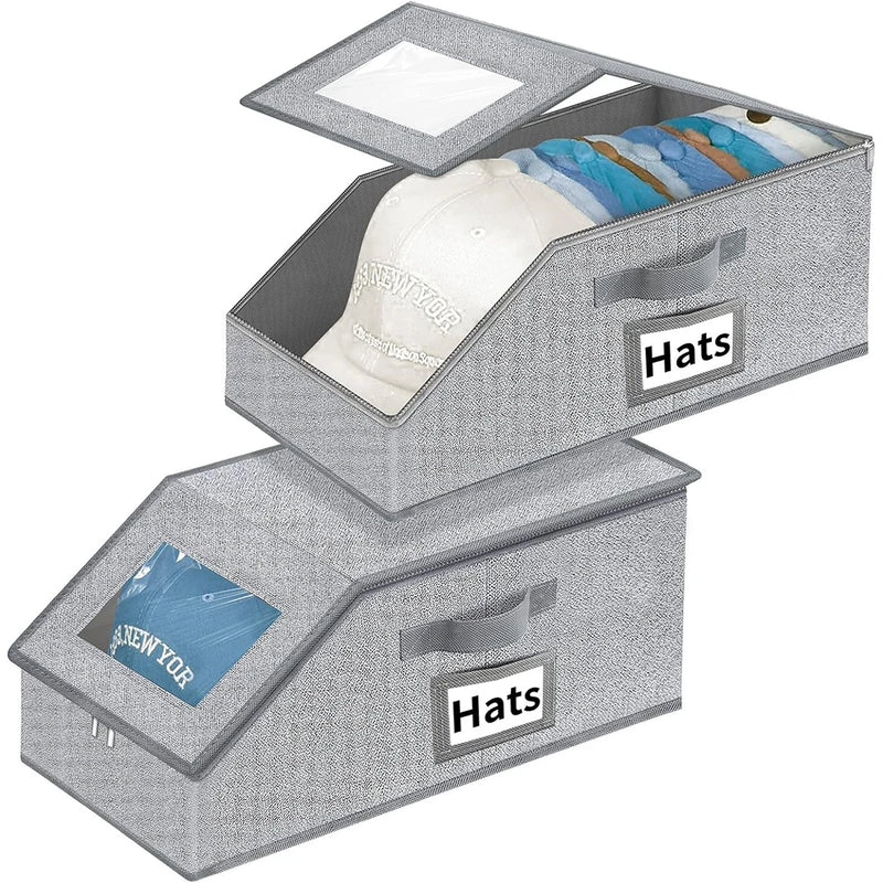 Stackable Fabric Hat Organizer with Clear Window