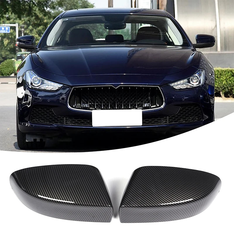 Black real carbon fiber side mirror covers for Maserati Ghibli or Quattroporte cars