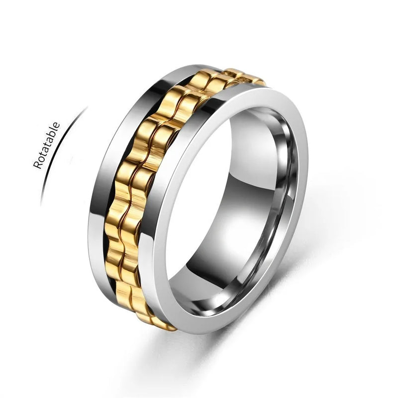 Gear-Chain Rotating Anxiety Ring