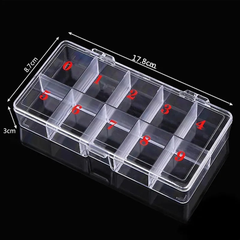 Clear Nail Tip Storage Box with Compartments