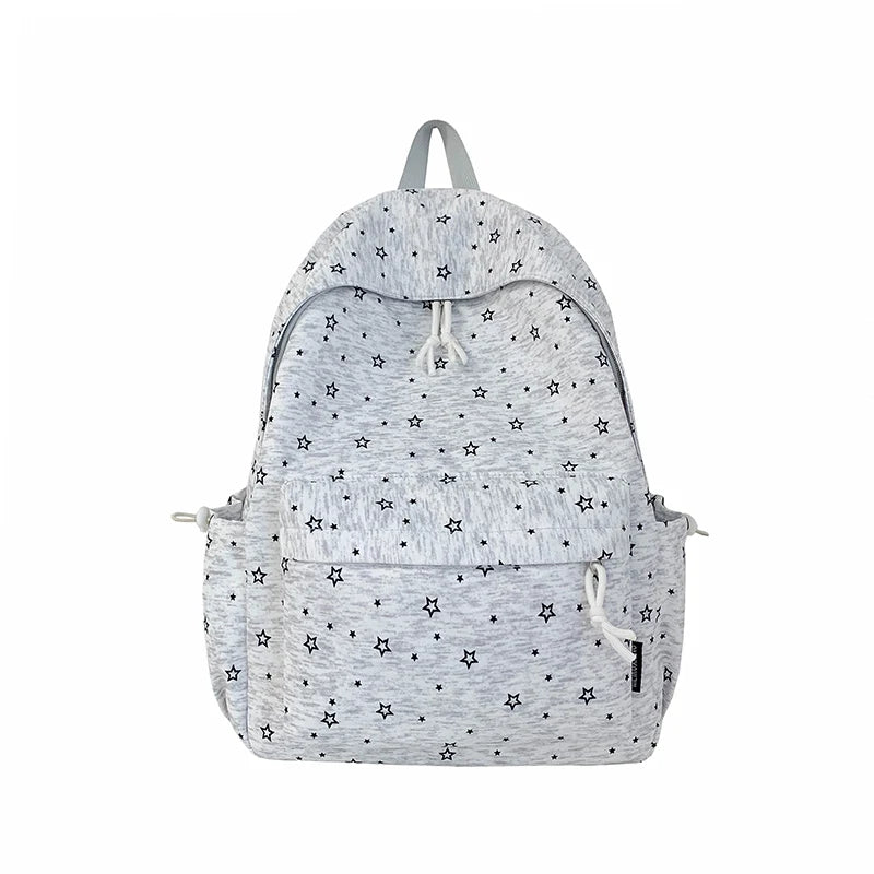 Canvas-Rucksack mit Sternendruck und abnehmbarem Anhänger