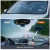 Before and after comparison showing an extendable windshield cleaner being used to clean a car windshield.