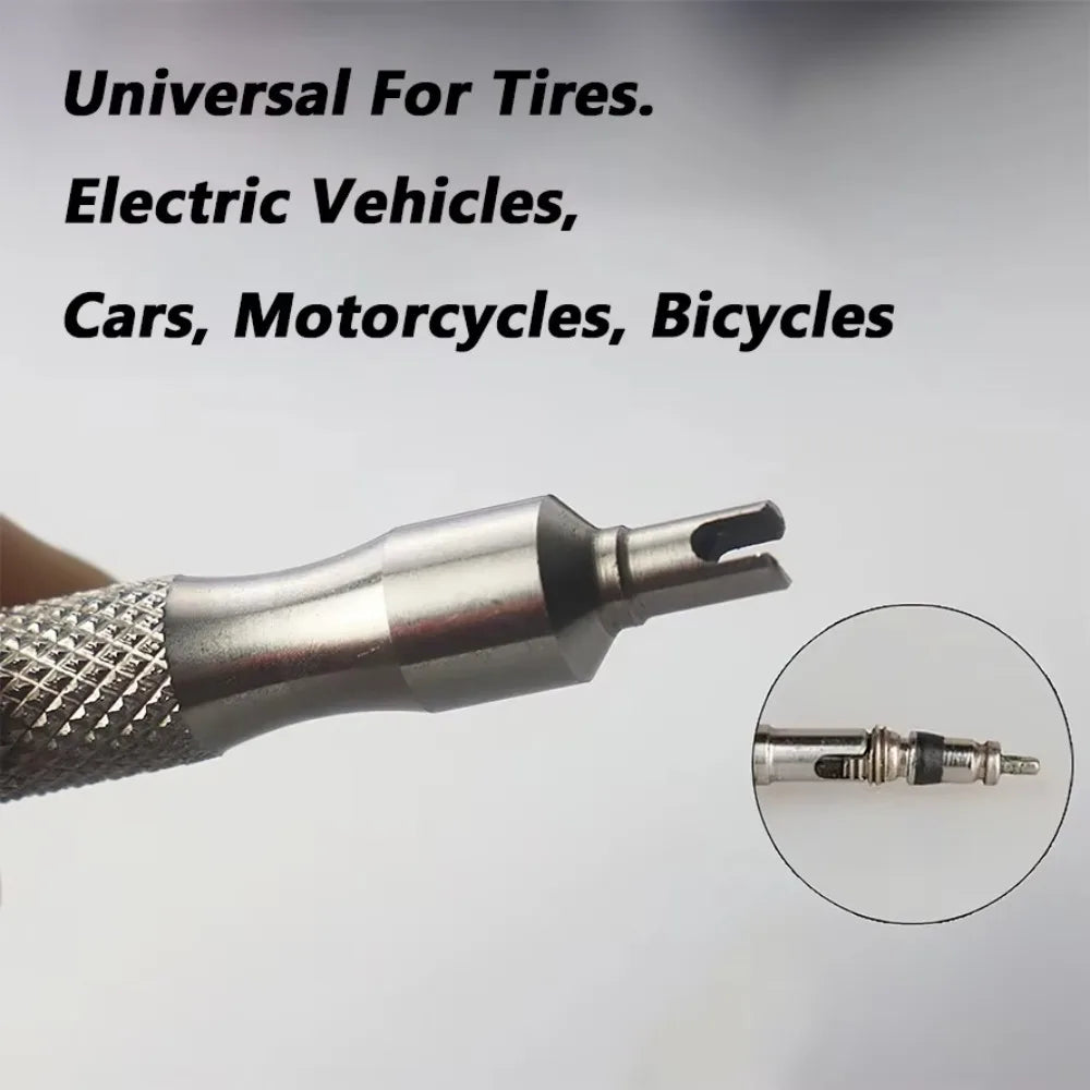 Stainless Steel Tire Valve Core Remover Tool with Key Ring