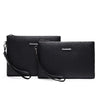 Men's Soft PU Leather Clutch Bag with Zipper Closure