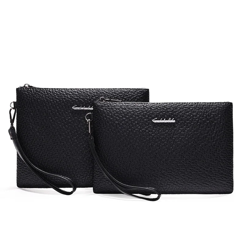 Men's Soft PU Leather Clutch Bag with Zipper Closure