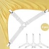 Adjustable Triangle Bed Sheet Clips with Elastic Straps (4-Pack)