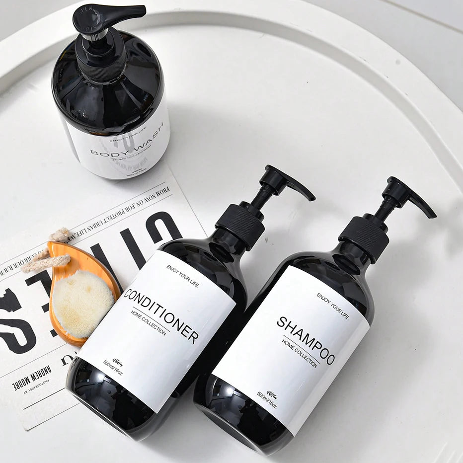 Refillable Shampoo & Body Wash Dispenser Bottle with Pump (500ml)