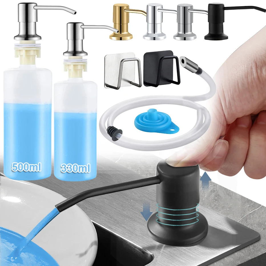 Built-In Kitchen Sink Soap Dispenser with Stainless Steel Pump
