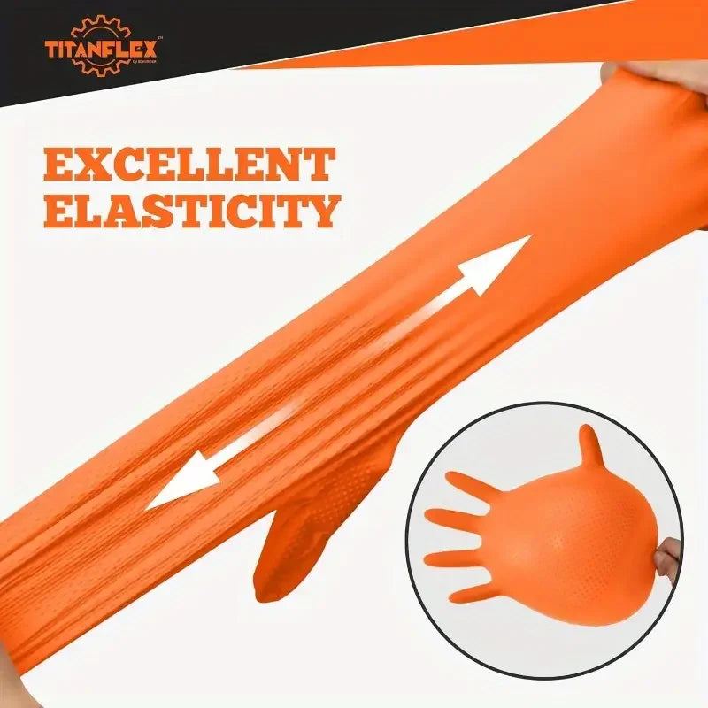 Orange Titanflex elastic strip demonstrating excellent elasticity and texture.