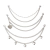 Silver multi-layer chain strap featuring various pendant charms