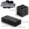 A black infinity cube fidget toy shown in various arrangements and dimensions.