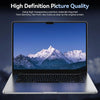 A laptop screen displaying a mountain landscape, featuring a high-definition picture quality view.