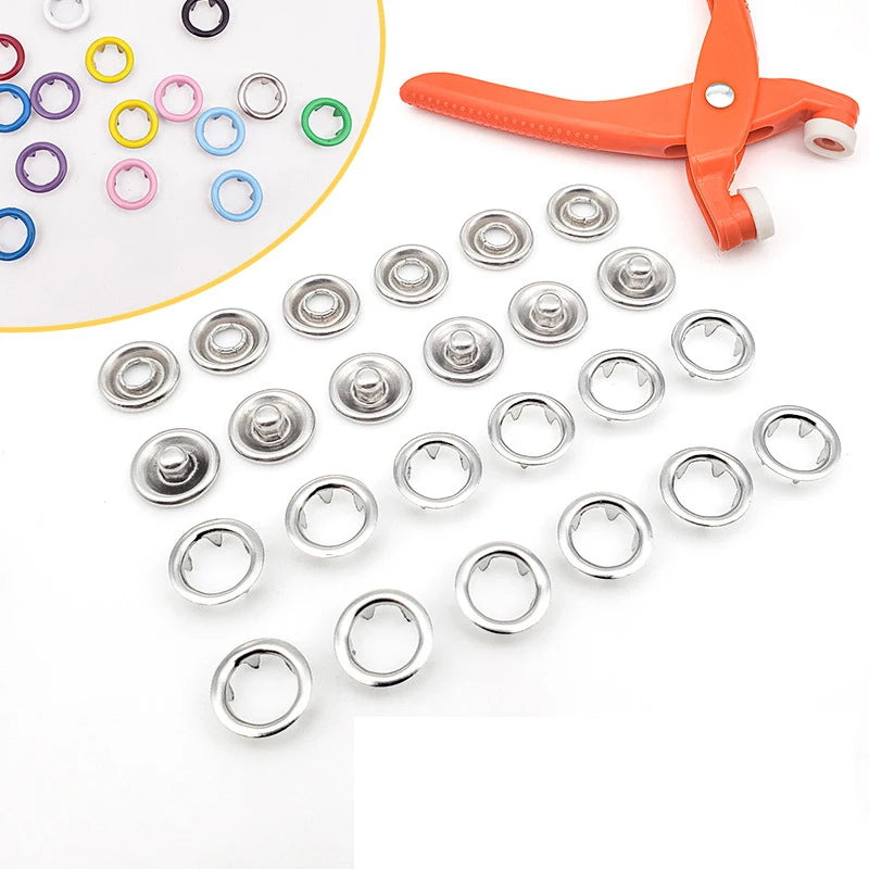 Metal Snap Fastener Kit with Hand Press Pliers & Storage Box