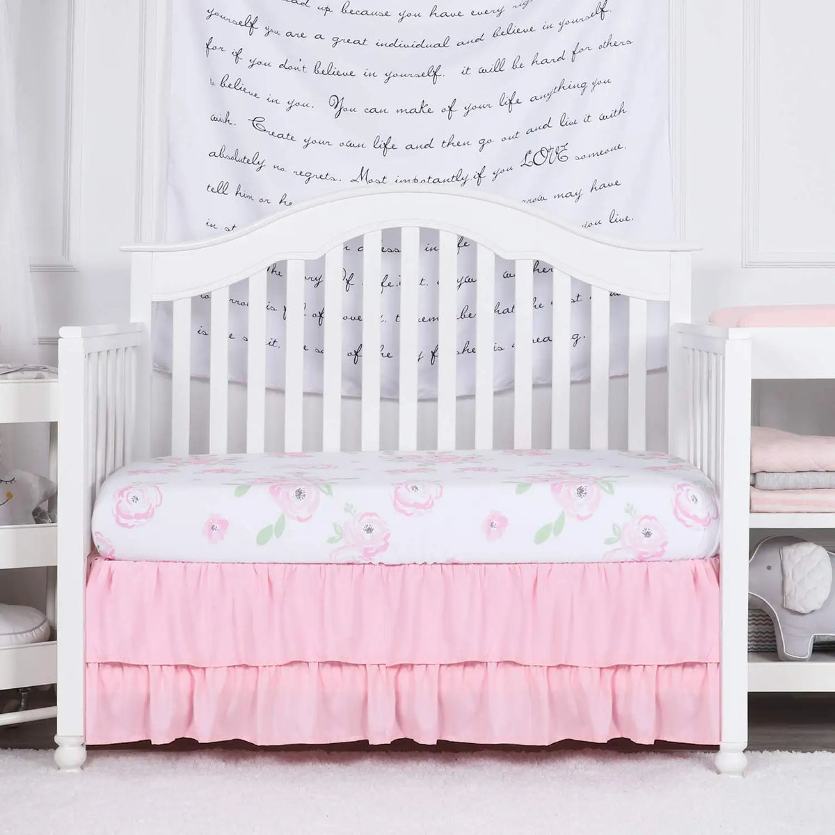 Two-Layer Ruffled Crib Bed Skirt for Standard and Toddler Beds