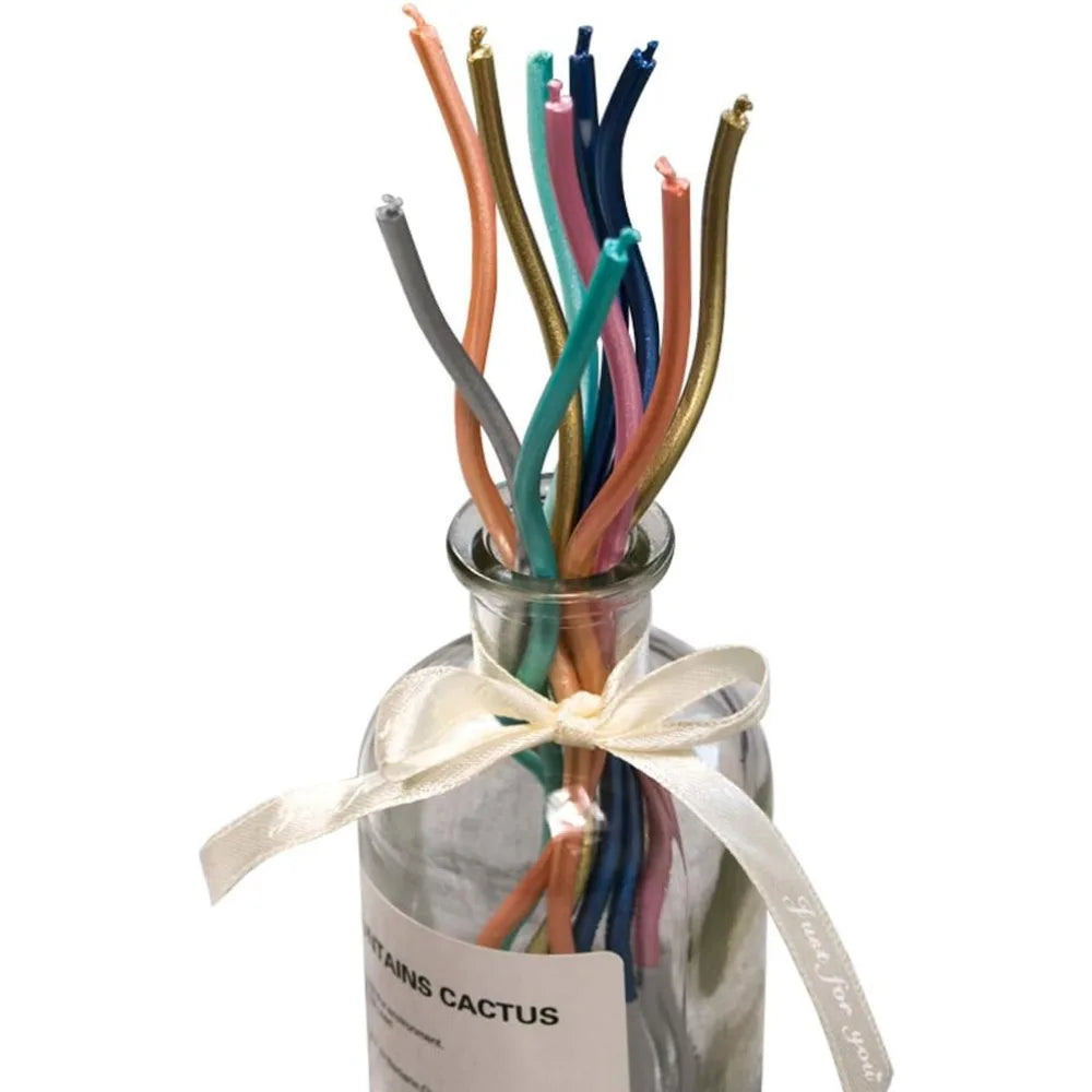 Spiral Birthday Cake Candles, Set of 6 Long Thin Decorative Candles for Cakes and Desserts