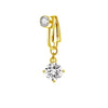 Schmetterling Clip-On Bauchnabelring mit rosa Zirkon