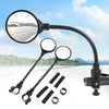 Black adjustable wide-angle handlebar rearview mirror with mounting hardware and accessories