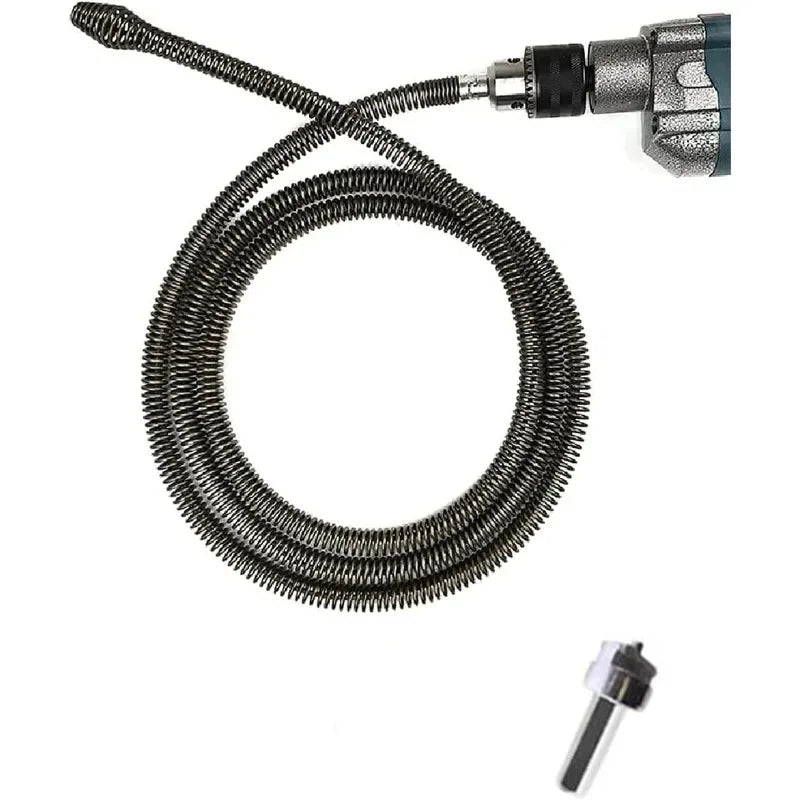 Flexible drain snake with drill adapter for sink and pipe cleaning tool
