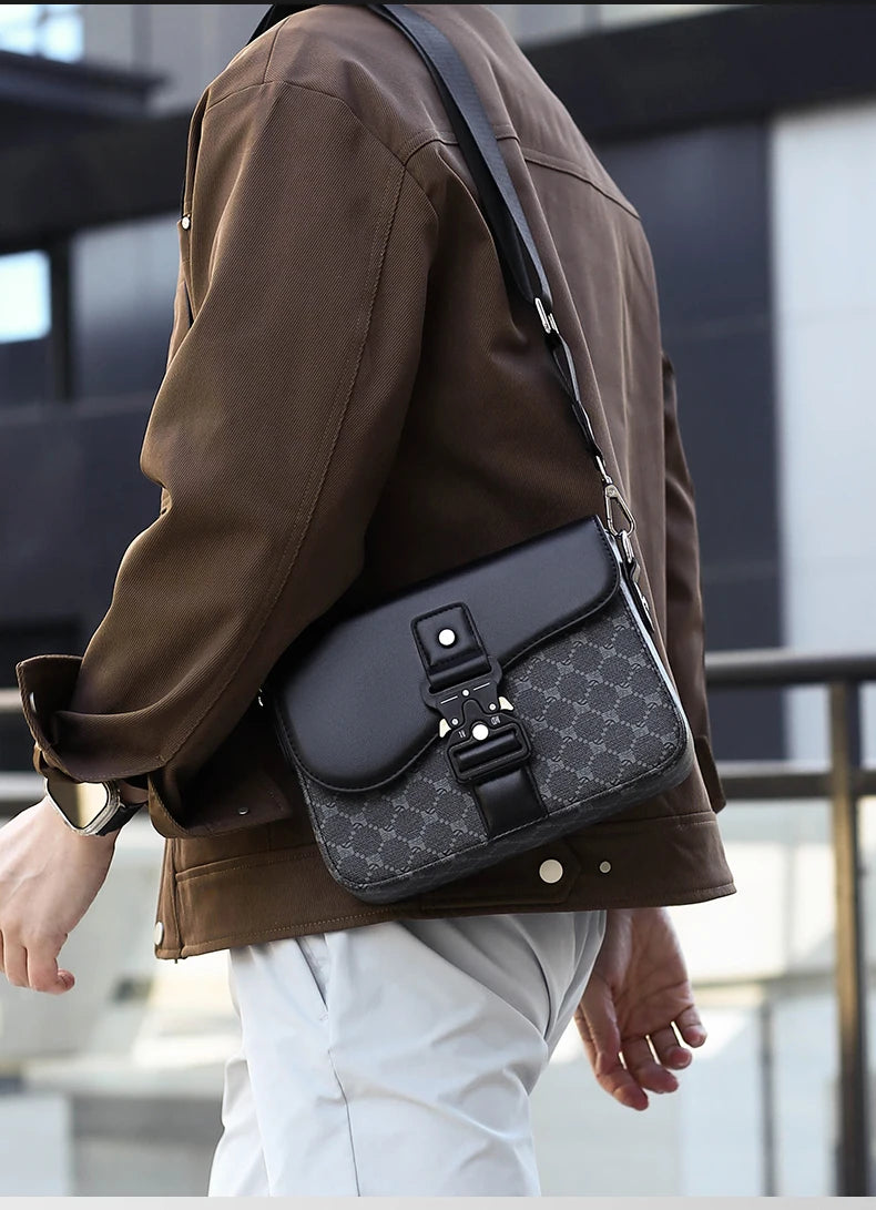 Men's Jacquard Crossbody Bag with Waterproof Finish
