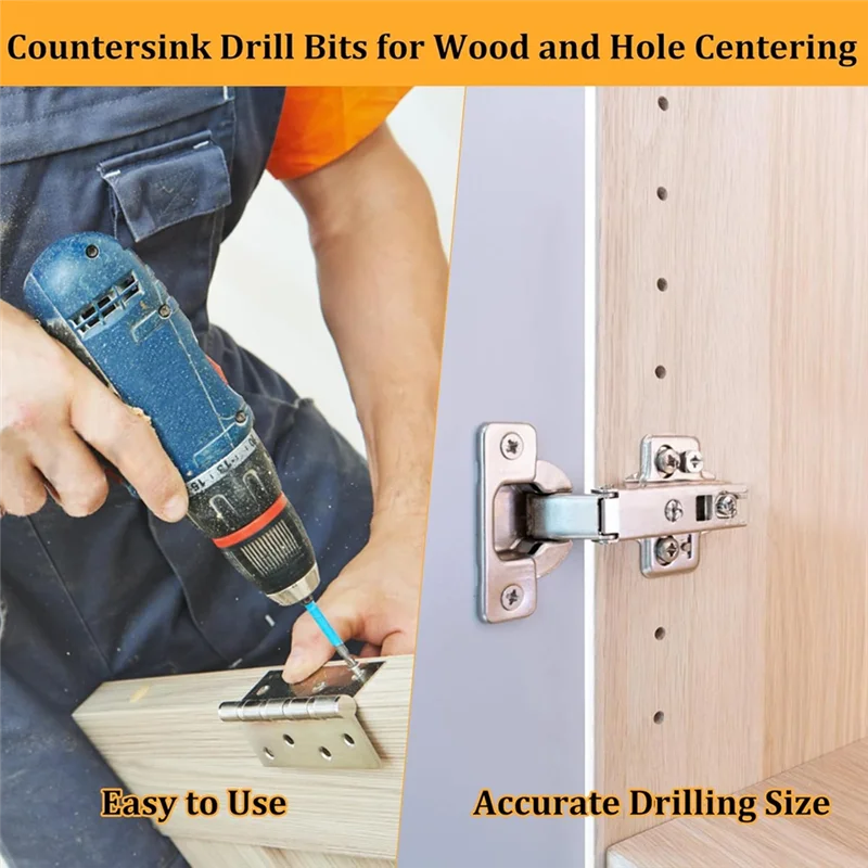 Self-Centering Hinge Drill Bit Set