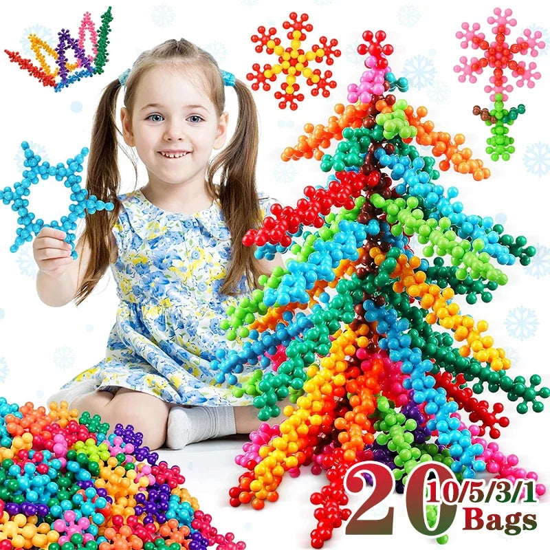 Snowflake Interlocking Building Blocks for Creative Play