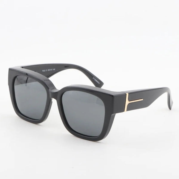 Gafas oscuras polarizadas con ajuste, con detalle de acento dorado