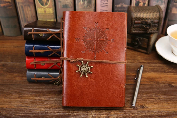 Vintage PU Leather Spiral Journal – Traveler's Notebook with Anchor Design