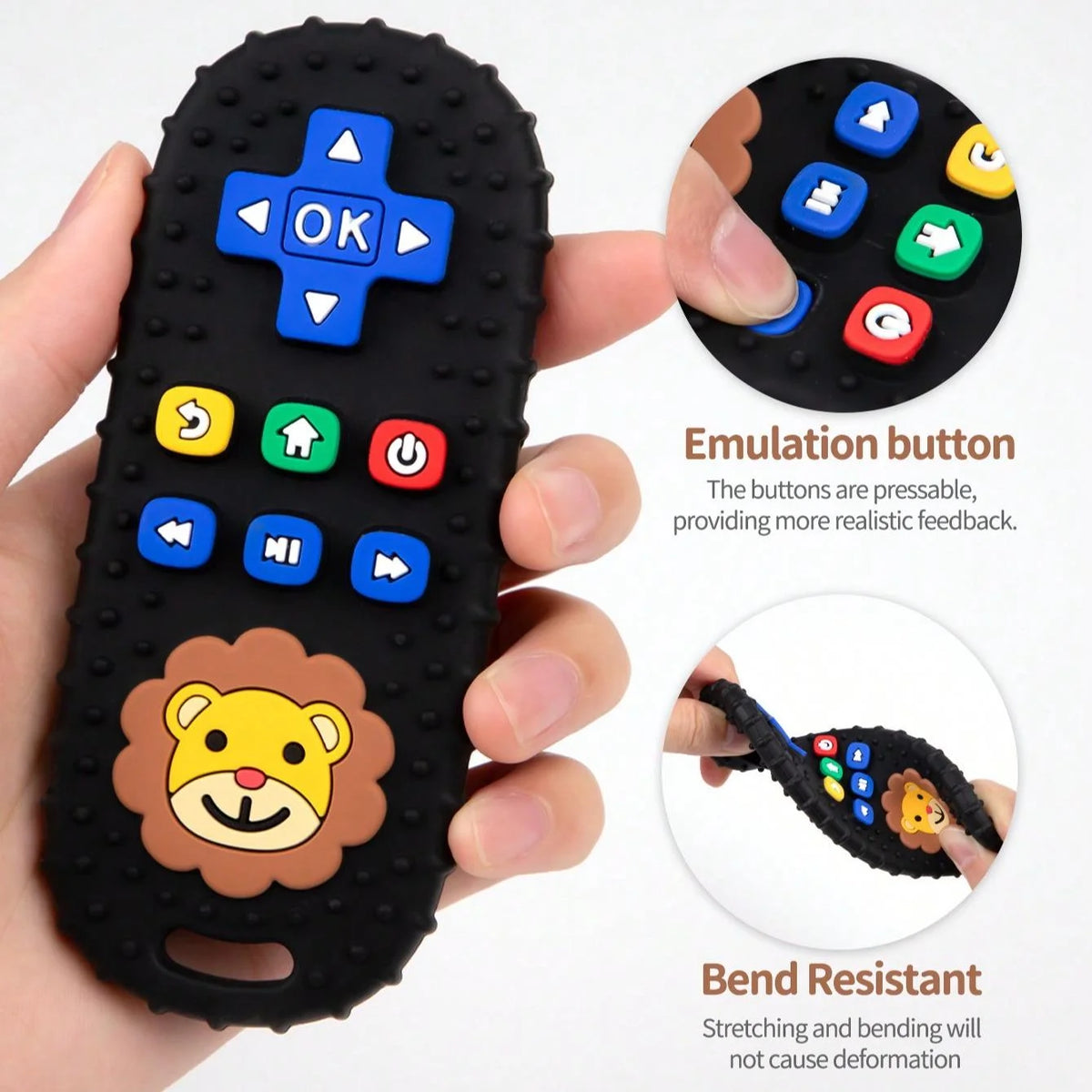 Silicone Baby Teether Set: Bear Game Controller & Lion Remote