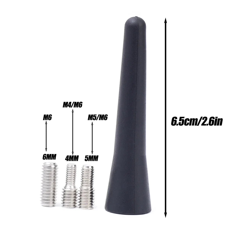 Compact Black Car Radio Antenna with Adapter Screws