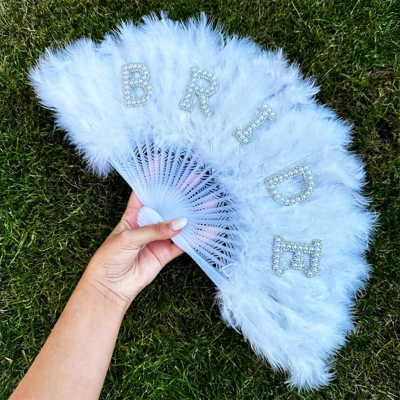 Elegant White Feather Fan for Weddings and Bridal Events