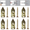 A collection of heavy-duty self-drilling drywall anchors in various sizes and angles.