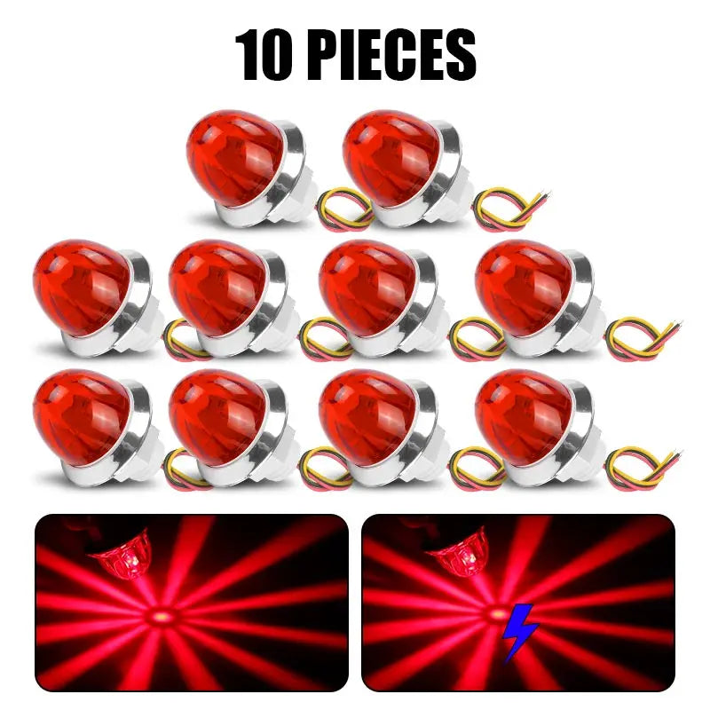 Compact LED Watermelon Side Marker Light with Flashing Turn Signal
