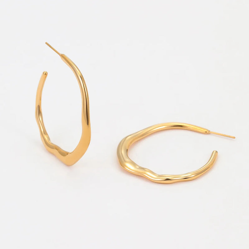 Large Hammered Gold Hoop Earrings