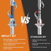 Comparison of an impact bit and a standard bit, highlighting the non-slip design and improved work efficiency.