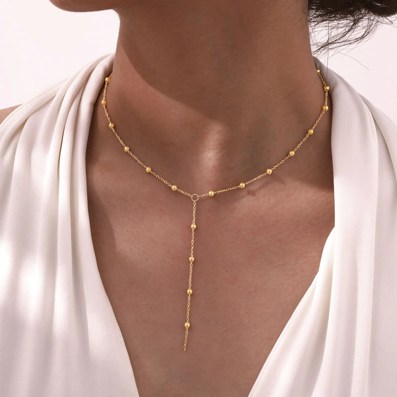 Y-Lariat Layered Gold Necklace
