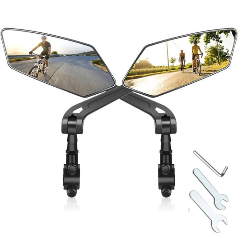 Adjustable 360 degree bicycle rearview mirror with mounting bracket and tools