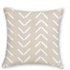 A beige decorative pillowcase featuring a repeating pattern of white chevron arrows.
