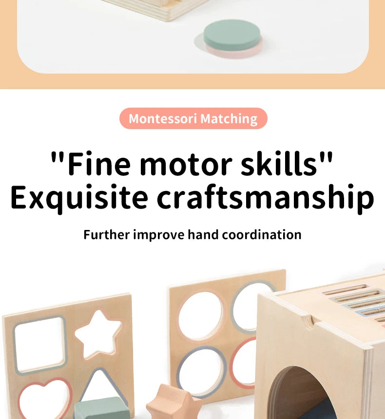 Montessori 4-in-1 Wooden Color Sorting & Shape Matching Box for Toddlers
