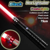 A black lightsaber with 7 color lights and a 75cm length shown against a dark background.