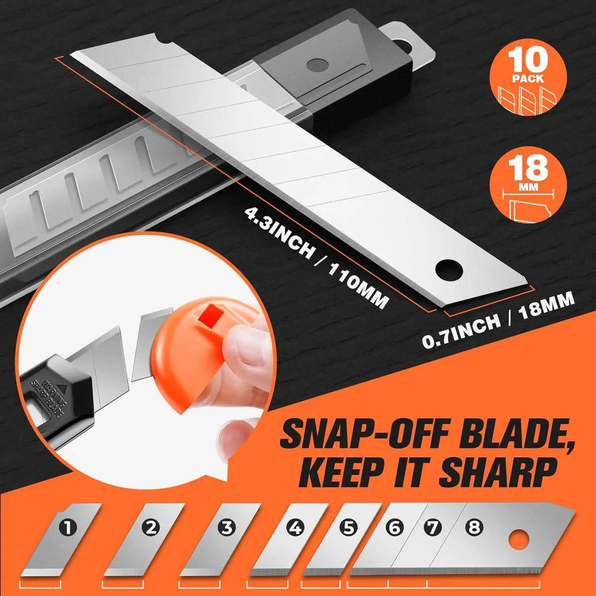 3-Pack Retractable Utility Knife Set with 10 Replacement Blades