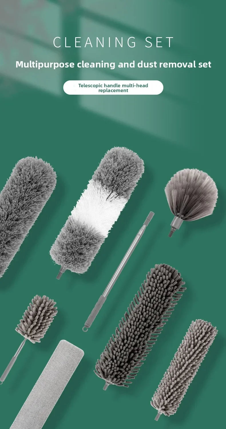 A cleaning set featuring various multi-head replacement tools for cleaning and dust removal.