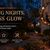 A solar-powered Halloween garden stake light featuring a black cat silhouette and an orange pumpkin lantern.